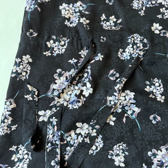 Rebecca Taylor Womens 2 100% Silk Floral Hydrangea Black Dress Tie Waist Modes - Picture 4 of 8